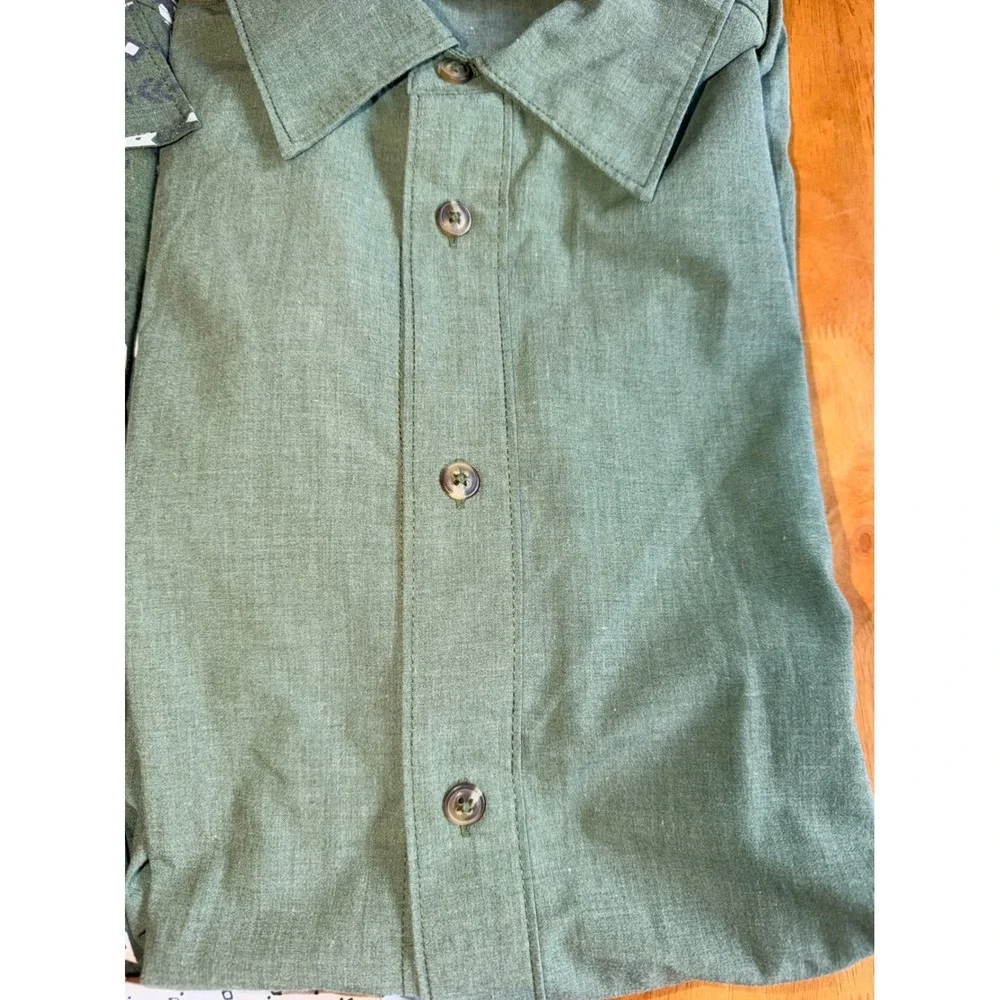 Lot of 3 The North Face Mens XL Short Sleeve Button Down Shirts Green White 485